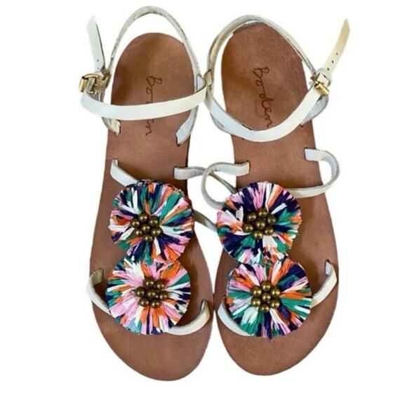 Biden raffia Pom Pom leather sandals size 40 - Picture 1 of 6